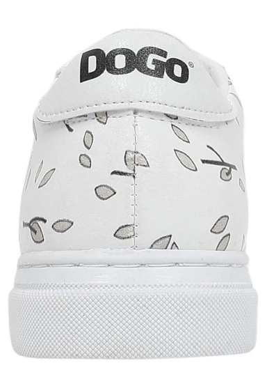 Enfants Cuir Vegan Blanc Baskets - Lemur Motif - 
