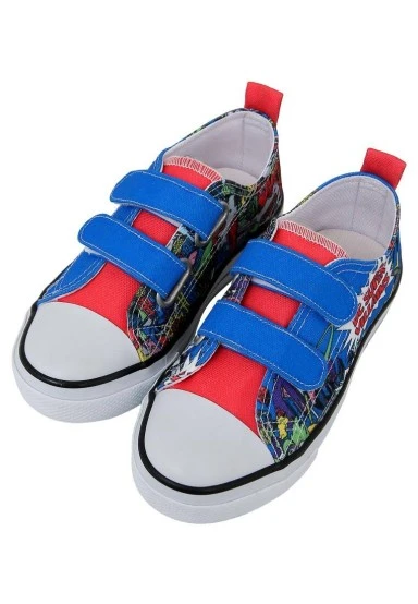 Unisex Kids Vegan Blue Light-Up Velcro Sneakers - Warner Bros Dc Villains Design - 