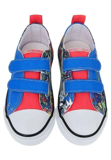 Unisex Kids Vegan Blue Light-Up Velcro Sneakers - Warner Bros Dc Villains Design - 