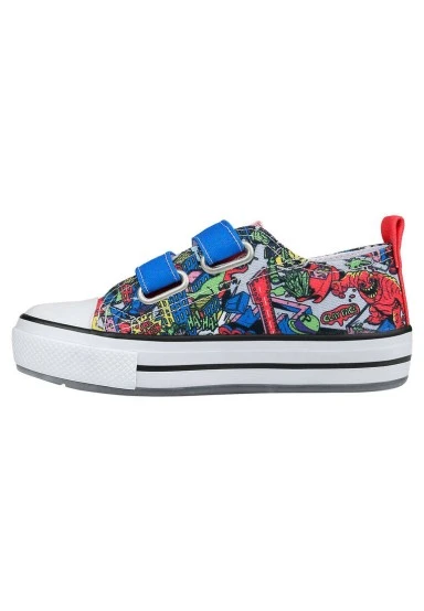 Unisex Kids Vegan Blue Light-Up Velcro Sneakers - Warner Bros Dc Villains Design - 