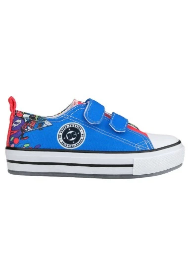 Unisex Kids Vegan Blue Light-Up Velcro Sneakers - Warner Bros Dc Villains Design - 