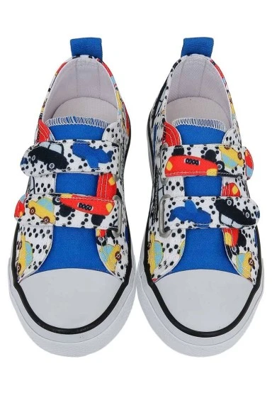 Unisex Kids Vegan White Light-Up Velcro Sneakers - Just Go Somewhere Design - 