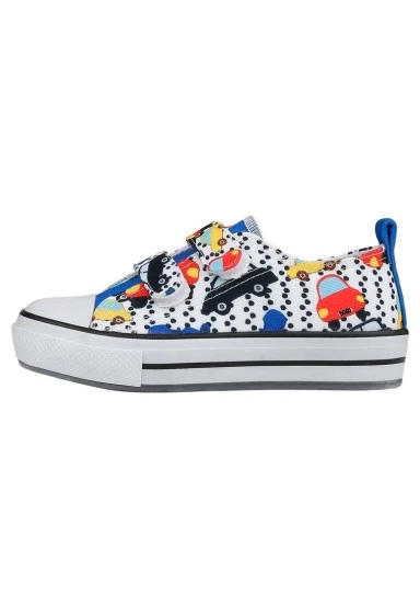 Unisex Kids Vegan White Light-Up Velcro Sneakers - Just Go Somewhere Design - 