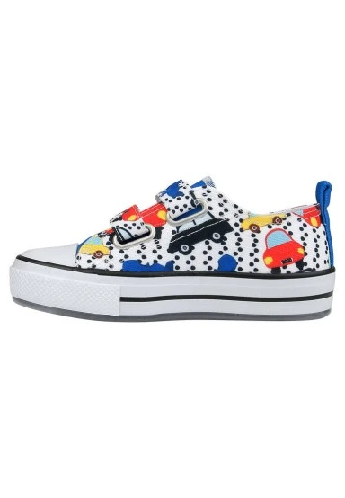 Unisex Kids Vegan White Light-Up Velcro Sneakers - Just Go Somewhere Design - 