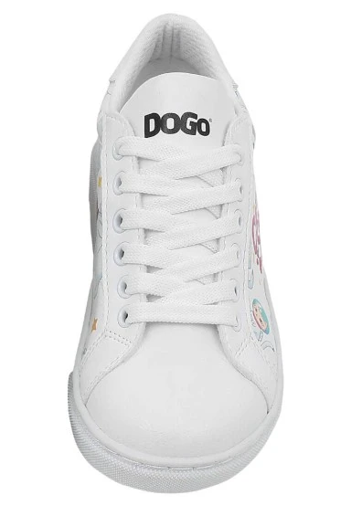 Unisex Kids Vegan Leather White Sneakers - Cats of Space Design - 
