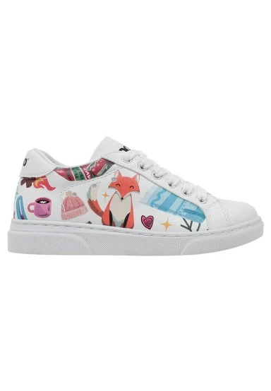 Unisex Kids Vegan Leather White Sneakers - Bitter Sweet Winter Design - 
