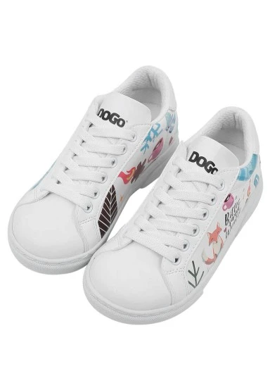 Unisex Kids Vegan Leather White Sneakers - Bitter Sweet Winter Design - 