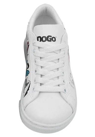 Unisex Kids Vegan Leather White Sneakers - Party Design - 