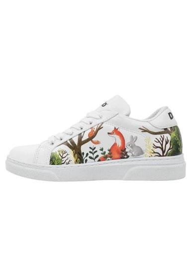 Unisex Kids Vegan Leather White Sneakers - Better Together Design - 