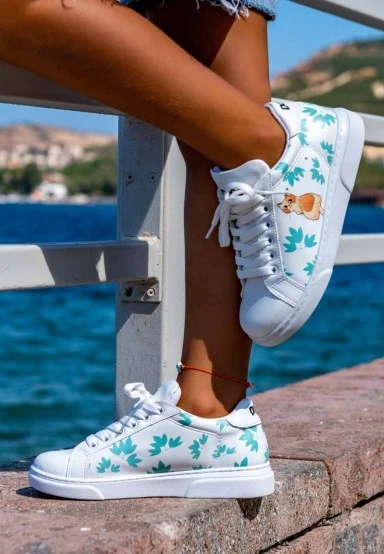 Unisex Kids Vegan Leather White Sneakers - Everything is Gonna Be Purrfect Design - 