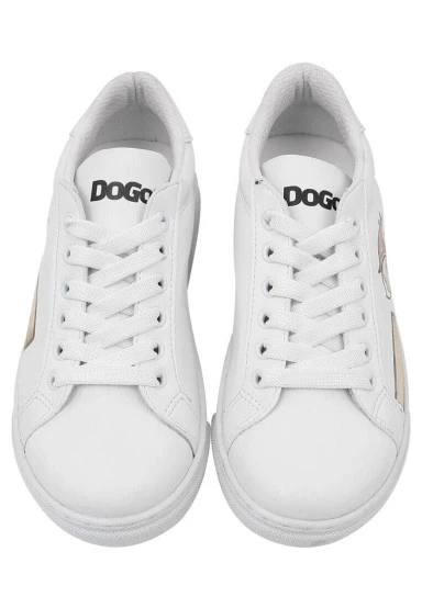 Unisex Kids Vegan Leather White Sneakers - The Wise Owl Design - 
