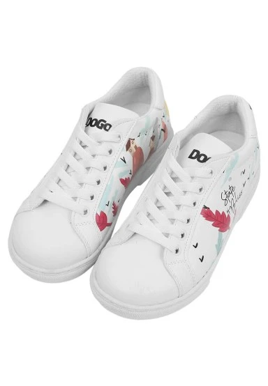 Kids Vegan Leather White Sneakers - State Of Bliss Design - 