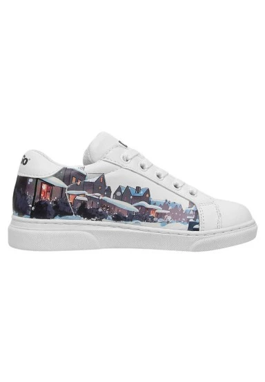 Unisex Kids Vegan Leather White Sneakers - Mr Bear Design - 
