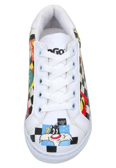 Unisex Kids Vegan Leather White Sneakers - Warner Bros You're-Despicable Design - 