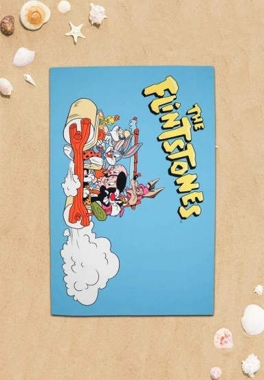 Unisex Multicolor Dogo Mare Beach Towel - Warner Bros Looney Tunes The Flintstones Design - 