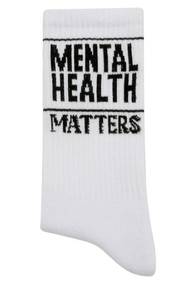 Unisex Vegan Beyaz Çorap - Mental Health Matters Tasarım - 
