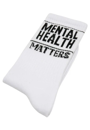 Unisex Vegan Beyaz Çorap - Mental Health Matters Tasarım - 