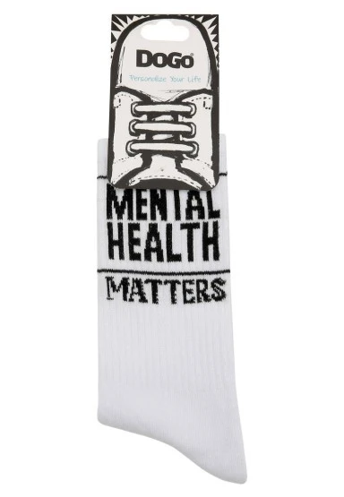 Unisex Vegan Beyaz Çorap - Mental Health Matters Tasarım - 