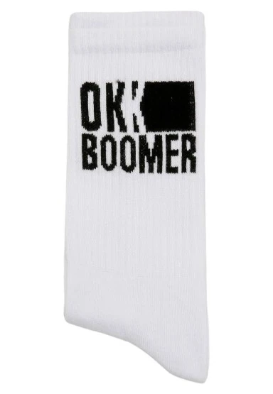 Unisex Vegan Beyaz Çorap - Ok Boomer Tasarım - 