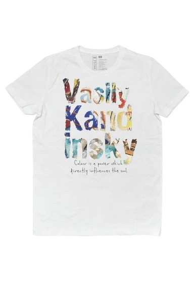 Unisex Vegan Beyaz T-Shirt - Vasily Kandinsky Colour of the Soul Muse Tasarım - 