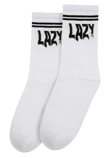 Unisex Vegan Blanc Chaussettes - Lazy Motif - 
