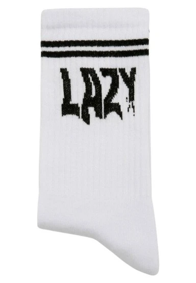 Unisex Vegan Blanc Chaussettes - Lazy Motif - 