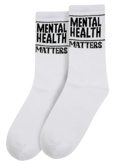 Unisex Vegan Blanc Chaussettes - Mental Health Matters Motif - 