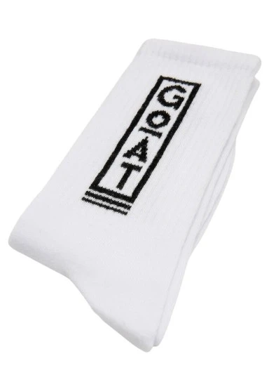 Unisex Vegan Blanc Chaussettes - Goat Motif - 