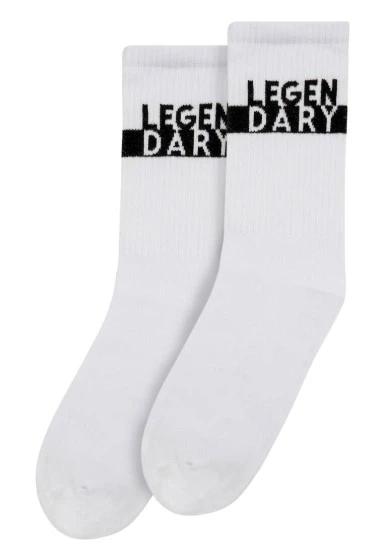 Unisex Vegan Blanc Chaussettes - Legendary Motif - 