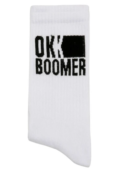Unisex Vegan Blanc Chaussettes - Ok Boomer Motif - 