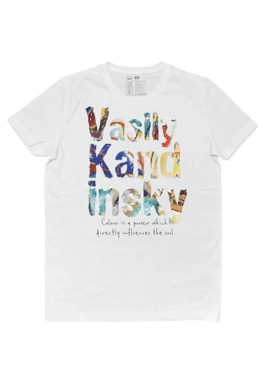 Unisex Vegan Blanc T-Shirt - Vasily Kandinsky Colour of the Soul Muse Motif - 