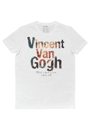 Unisex Vegan Blanc T-Shirt - Vincent van Gogh In Love Muse Motif - 