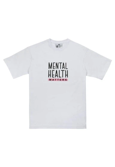 Unisex Vegan Blanc T-Shirt - Mental Health Matters Motif - 