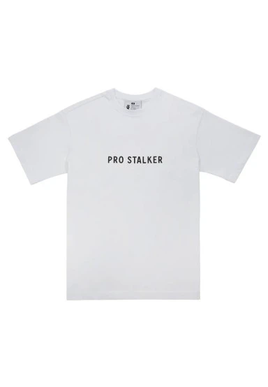 Unisex Vegan Blanc T-Shirt - Pro Stalker Motif - 