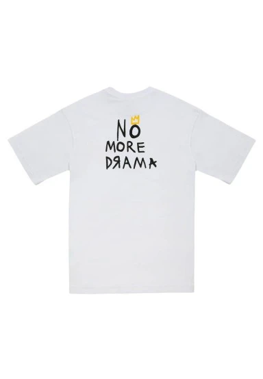Unisex Vegan Blanc T-Shirt - No More Drama Motif - 