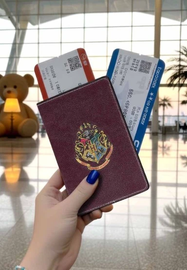 Unisex Vegan Bordo Pasaportluk - Warner Bros Hogwarts Express Harry Potter Tasarım - 