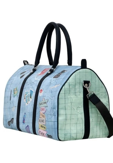 Unisex Vegan Deri Mavi Seyahat Çantası - Ready to Travel Tasarım - 