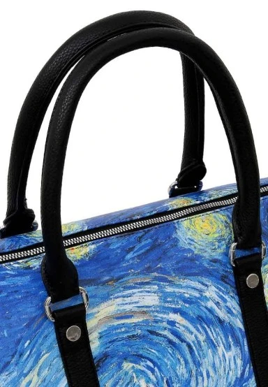 Unisex Vegan Deri Çok Renkli Seyahat Çantası - Vincent van Gogh Starry Night Tasarım - 