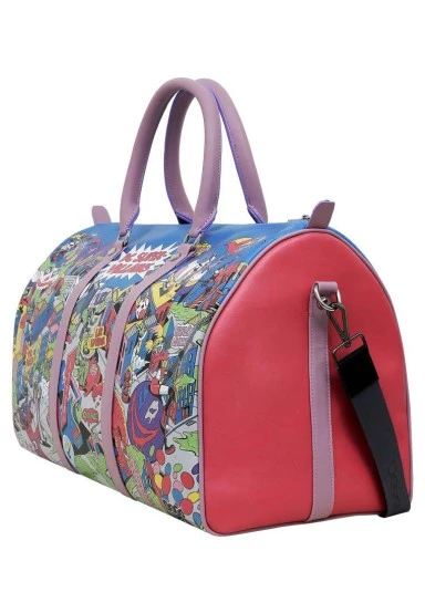 Unisex Vegan Leather Blue Duffle Bag - Warner Bros Dc Villains Design - 
