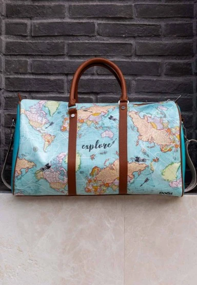 Unisex Vegan Leather Turquoise Duffle Bag - Explore Design - 
