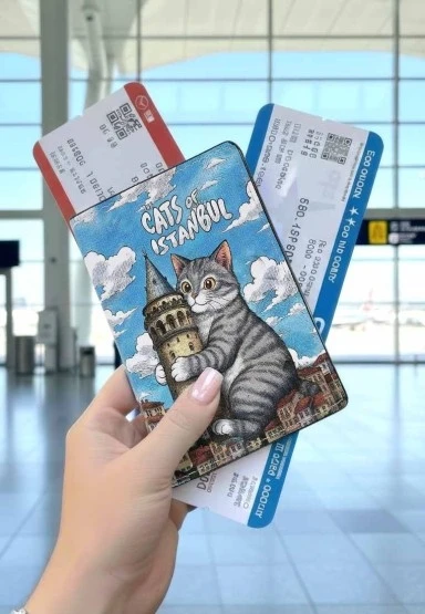 Unisex Vegan Mavi Pasaportluk - Galata Cat Tasarım - 