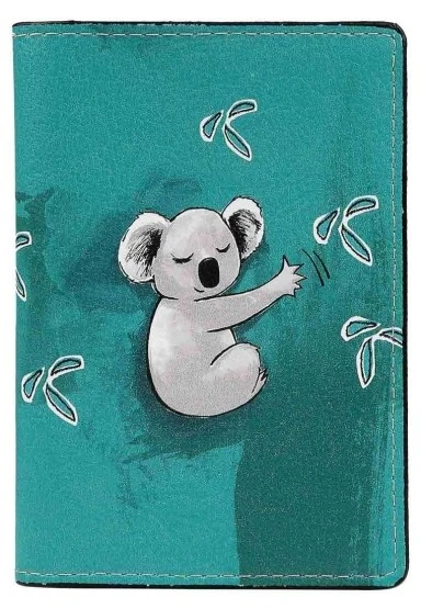 Unisex Vegan Turkuaz Pasaportluk - Koala Hug Tasarım - 