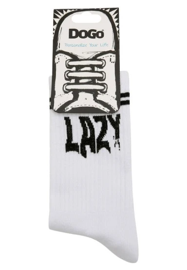 Unisex Vegan White Socks - Lazy Design - 