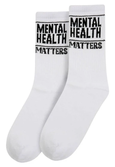 Unisex Vegan White Socks - Mental Health Matters Design - 