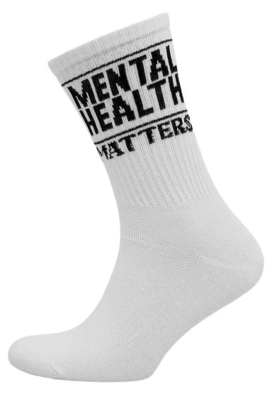 Unisex Vegan White Socks - Mental Health Matters Design - 