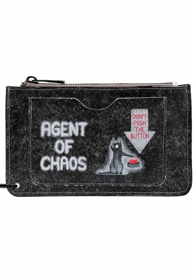 Women Black Wallet - Agent of Chaos Design - 