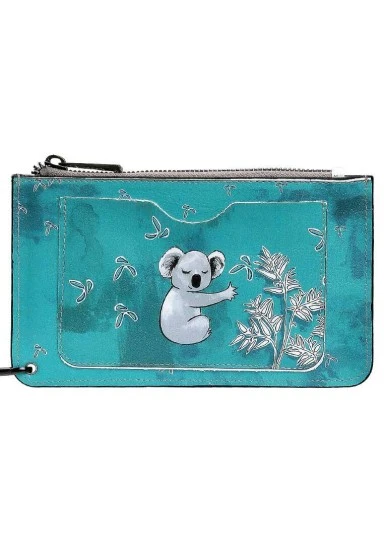 Women Green Wallet - Koala Hug Design - 