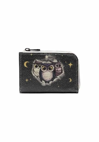 Women Navy Wallet - Owls Family Design - 