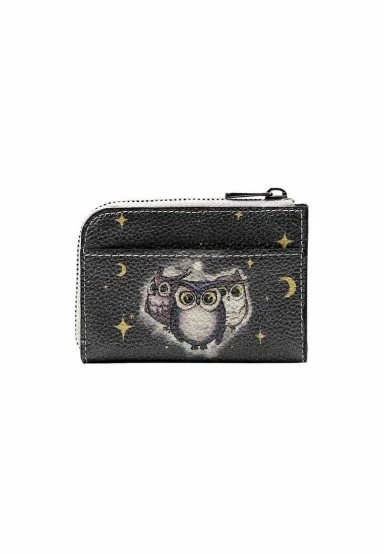 Women Navy Wallet - Owls Family Design - 