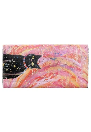 Women Pink Wallet - Party Cat Design - 